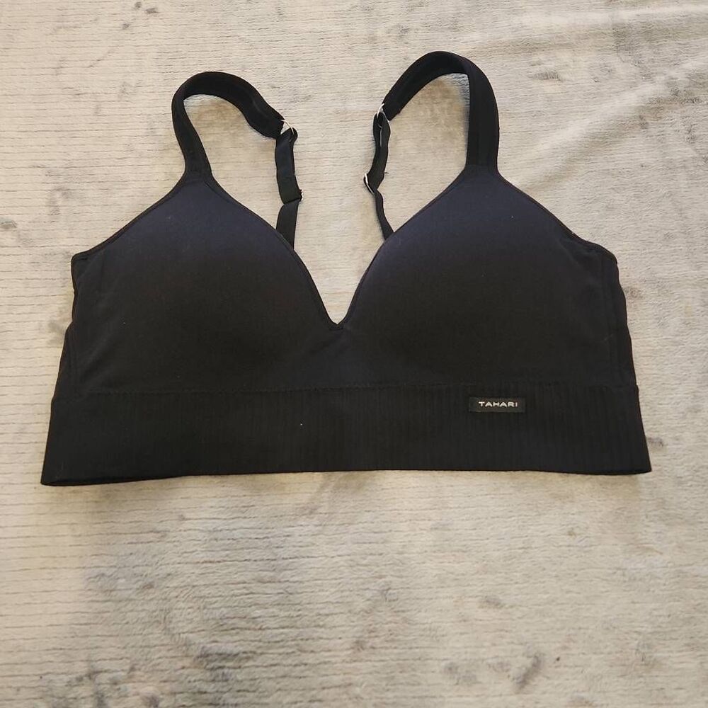 Tahari Black Seamless Padded Sports Bra